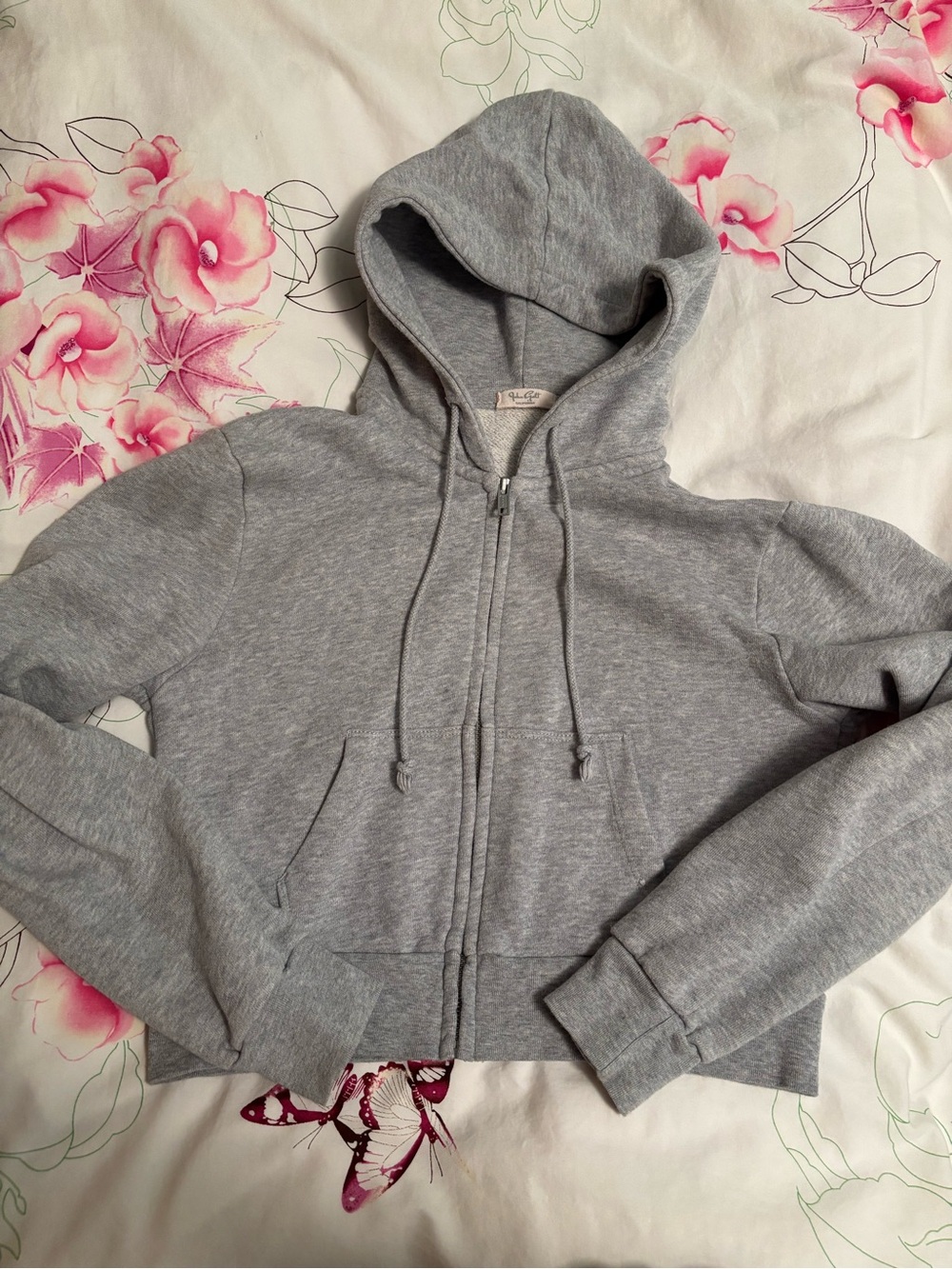 Gray Zip-Up Hooded Sweatshirt